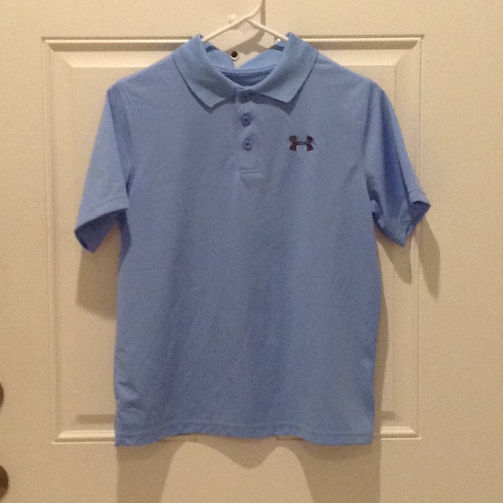 Boys Under Armour gold shirt in light blue